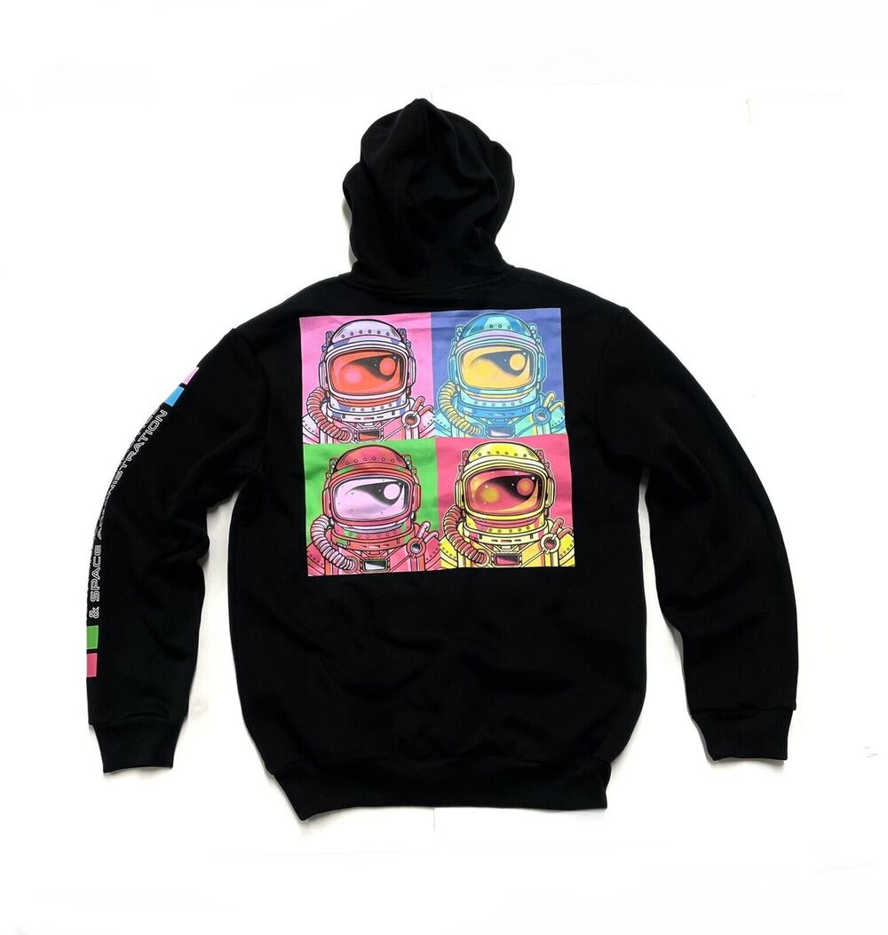 NASA Hoodie Neon Rainbow Spaceman Hot Pink Size Small S Mens Womens Hyper Space